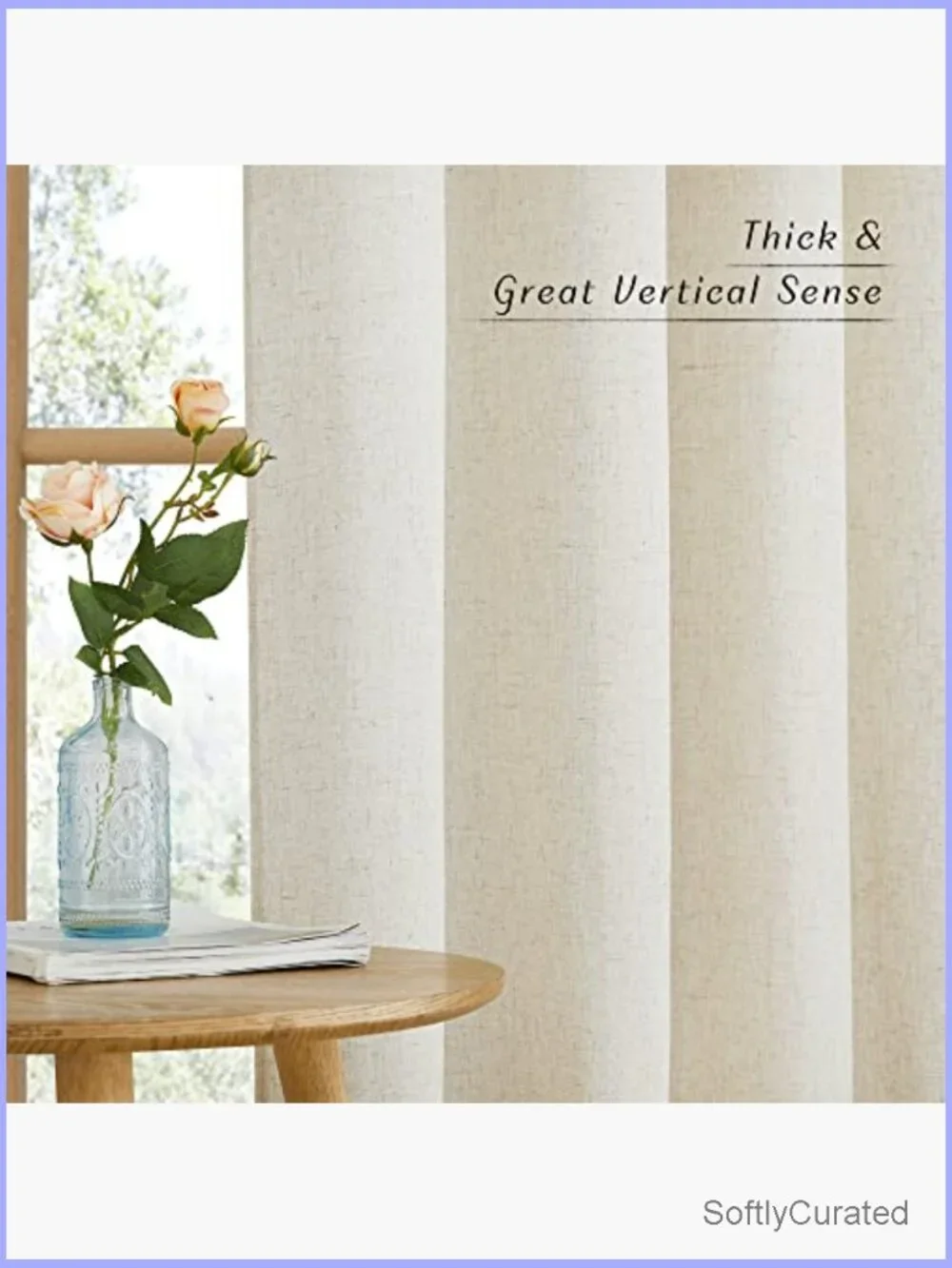 Linen Curtain Panels 84 inch Long Grommet Top Semi Sheer Light Filtering 2 Pack